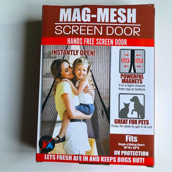 NEW Magnetic Mesh Screen Door Hands-Free Magnetic Closure 39" x 83" - Picture 7 of 16